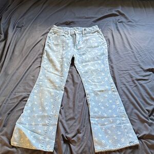 Old Navy Light Blue Floral Flare Jeans